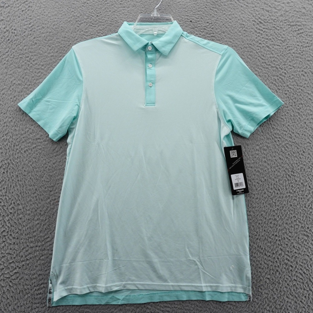HEAD Golf Mens Polo Shirt White Ocean UV Protection Moisture Wicking Small NEW